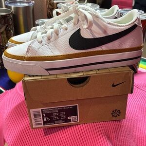 Nike Court Legacy White and Gold Sneakers